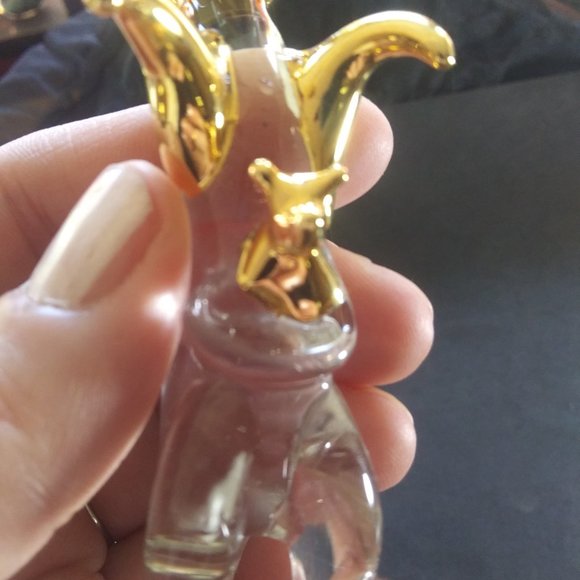 Glass kangaroo with a baby joey in the pouch clear glass with gold accents - Picture 9 of 15